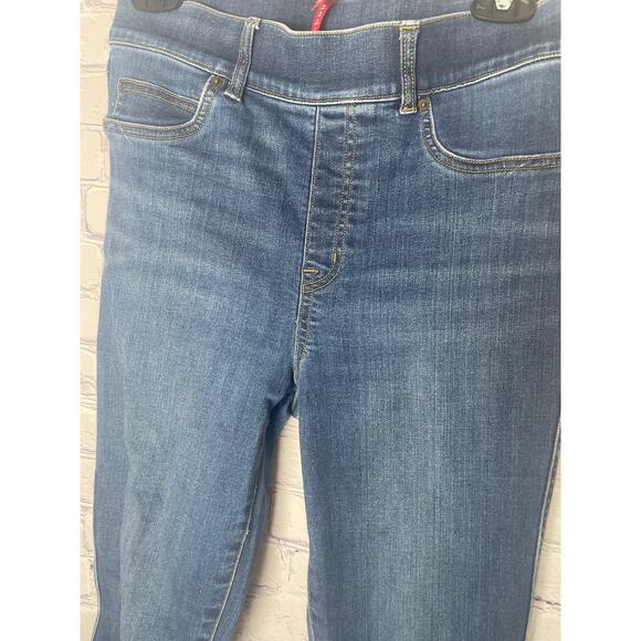 Spanx High Waisted Stretch Pull On Medium Wash Skinny Denim Womens Size M - Picture 2 of 5